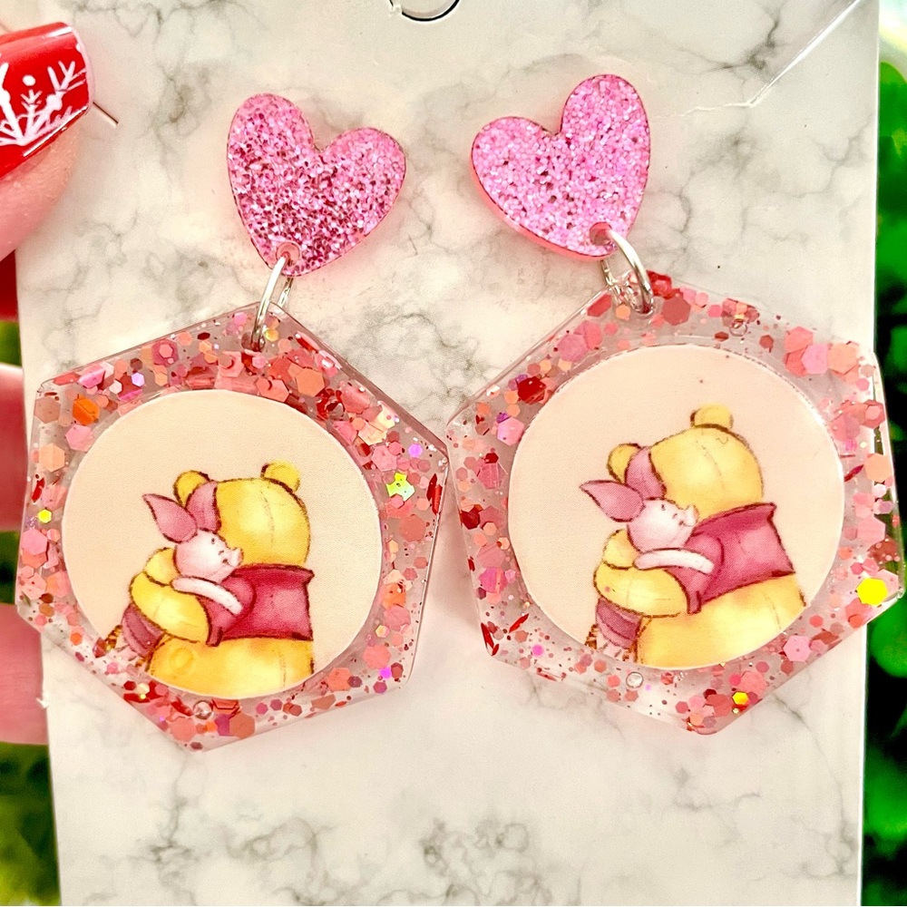 Winnie The Pooh And Piglet Acrylic Earrings